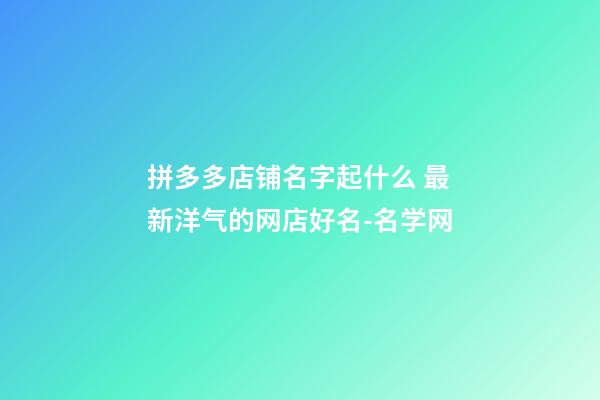 拼多多店铺名字起什么 最新洋气的网店好名-名学网